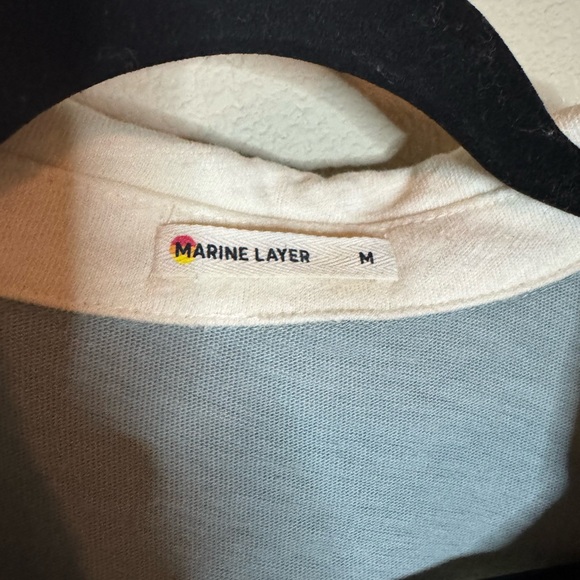 Marine Layer Blue Cream Striped Rugby Top Medium - Picture 3 of 8